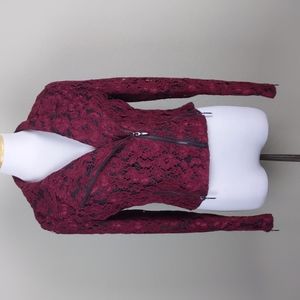 Whbm semi sheer Venice lace moto jacket